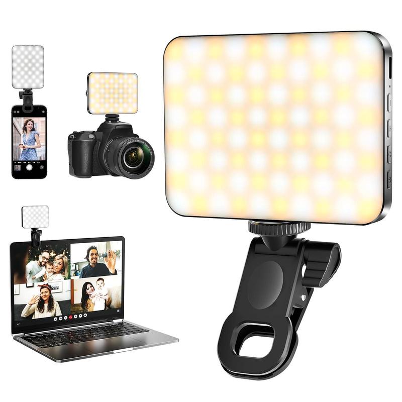 80-LED Clip-on Fill Light - Perfect for iPhone, Android, iPad,Laptop, and Tablet. Tailored for Makeup,Video Conferences, Live Streaming,and Zoom Calls, featuring 3 Adjustable Light Modes.Smartphone Long-lasting 2000mAh Battery.Accessories Selfie Cellphone