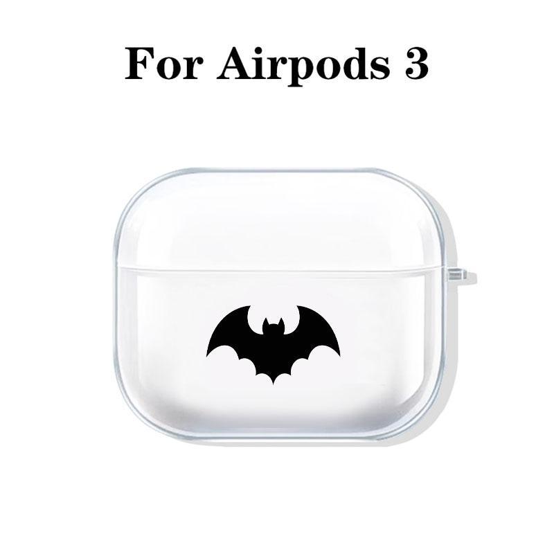 Classic-Bat Pattern Earphones Case with Hiking Buckle, Bold & Iconic Design Shockproof Anti-fall TPU Cover for AirPods 1 2, 3, Pro, Pro 2, Gift for Birthday