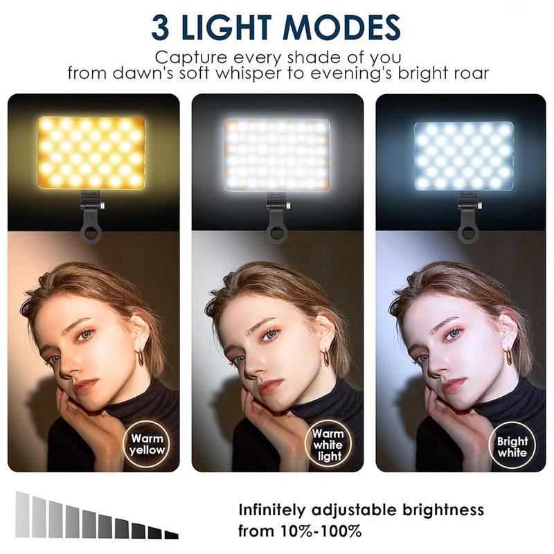 Rechargeable Selfie LED Light Clip for iPhone, Android & Tablets - Perfect for Live Streaming, Makeup, Vlogs, Video Calls, Zoom, YouTube, TikTok, Photography & Phone Accessories