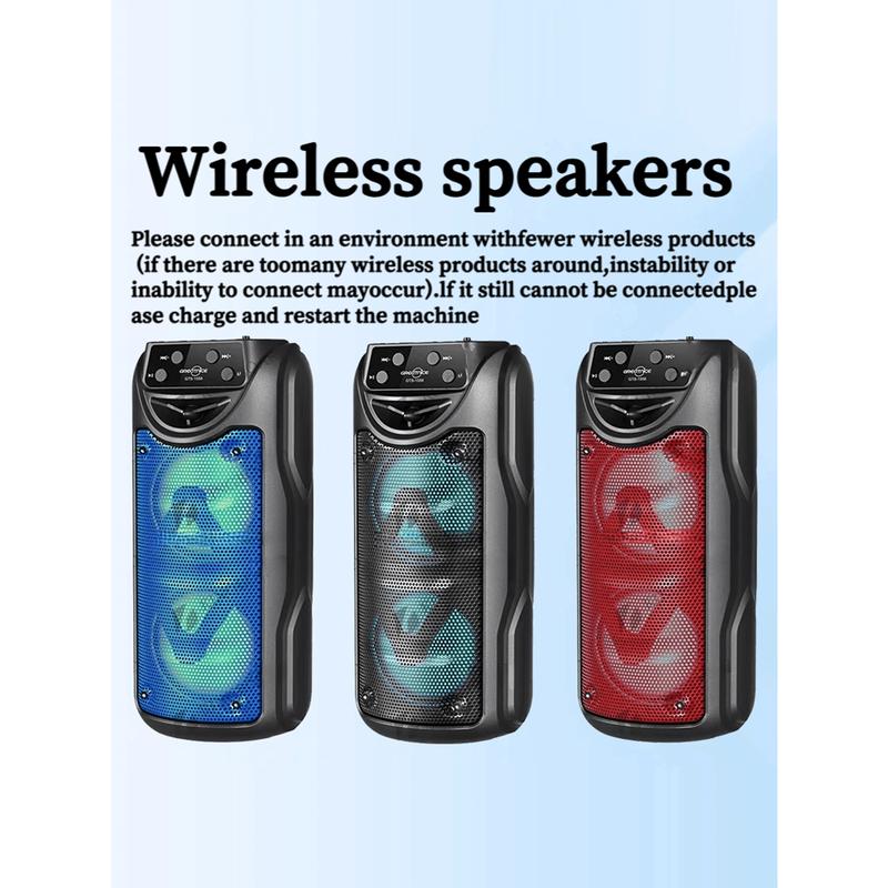 5W * 2 Wireless Outdoor High Volume Speaker, 9inch Height, Loud Sound, Outdoor Speaker, LED Light, Supports TF Card, USB, Camping Speaker, Portable, Wireless, RGB Color Light, Suitable For Smartphones, Laptops, Tablets, High Battery Life, Portable Wireles