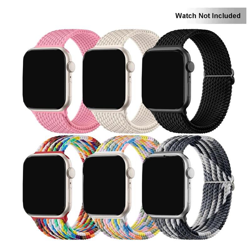 Braided Solo Loop Watch Bands (Band Only), Stretchy Nylon Replacement Watch Band, Smart Watch Accessories Compatible with Apple Watch Series