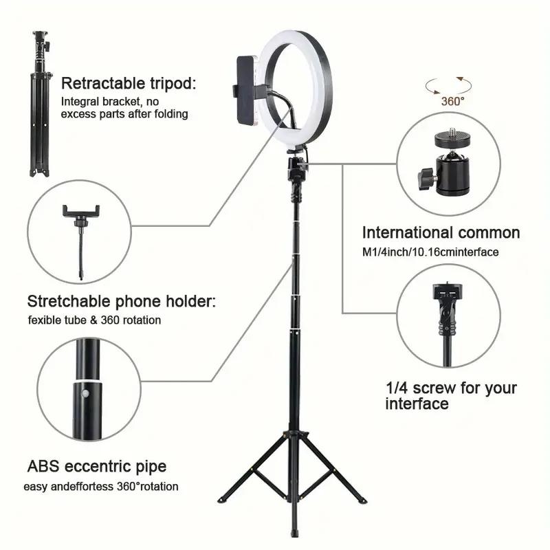 Professional Live Streaming Light Kit with 10 inch Ring Light and 1.3m Extendable Tripod Stand - Perfect for Video Recording, Photography, Streaming and Zoom Meetings