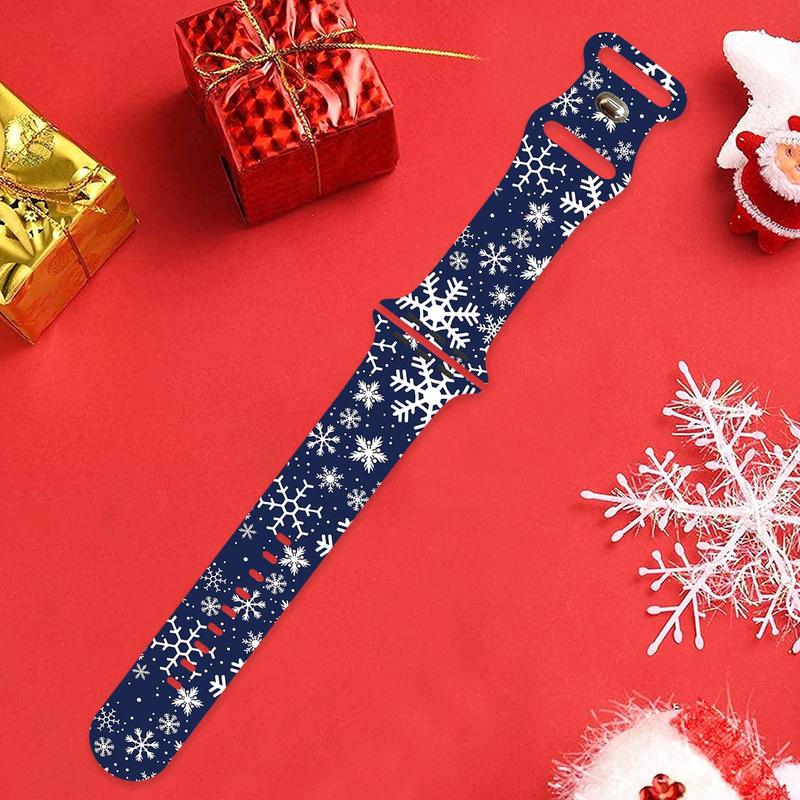 Snowflake & Plaid Pattern Watch Band, 1 Count Soft Silicone Watch Band for Women & Men, Wearable Accessories Compatible with iWatch Series