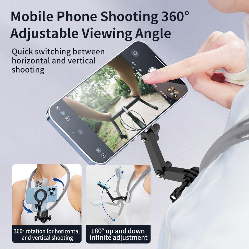 Magnetic Neck Phone Holder, Cell Phone Mount, Hand Free Flexible Phone Neck Holder, Video Recording Phone Holder for iPhone 15 14 13 12 Pro Max Plus Mini