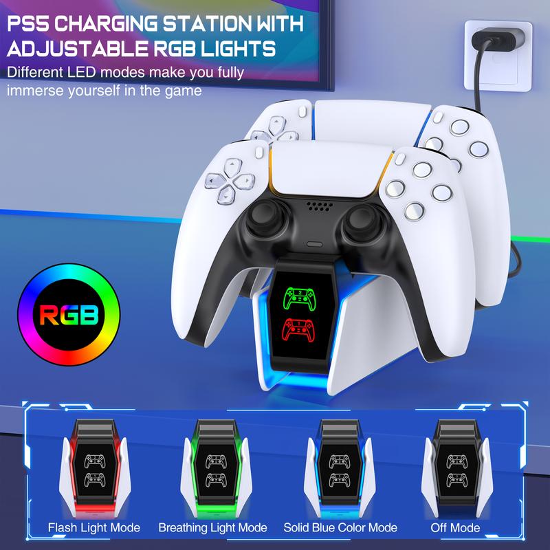 PS5 Controller Charger Station for Playstation 5 Dualsense Controllers with LED Light Dual Stand Charger Dock, PS5 Controller Charging Station Accessories for Playstation 5 Faceplates DualSense Edge