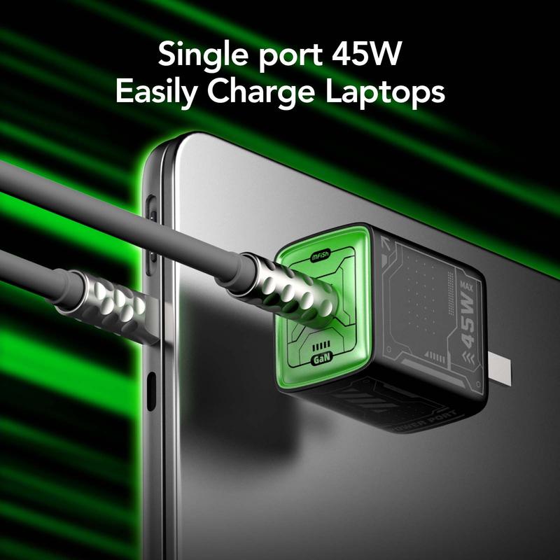 mfish 45W USB C Charger Block, Foldable PPS Fast Charger for iPad iPhone 16 15 and More Series, Supports Super Fast Charging PD3.0