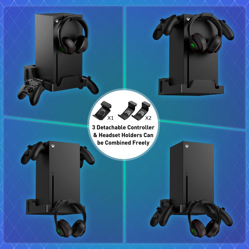 Wiilkac Wall Mount for Xbox Series X with 2 Controller Holders and 1 Headset Stand, Wall Mount Kit for Xbox Series X Accessories