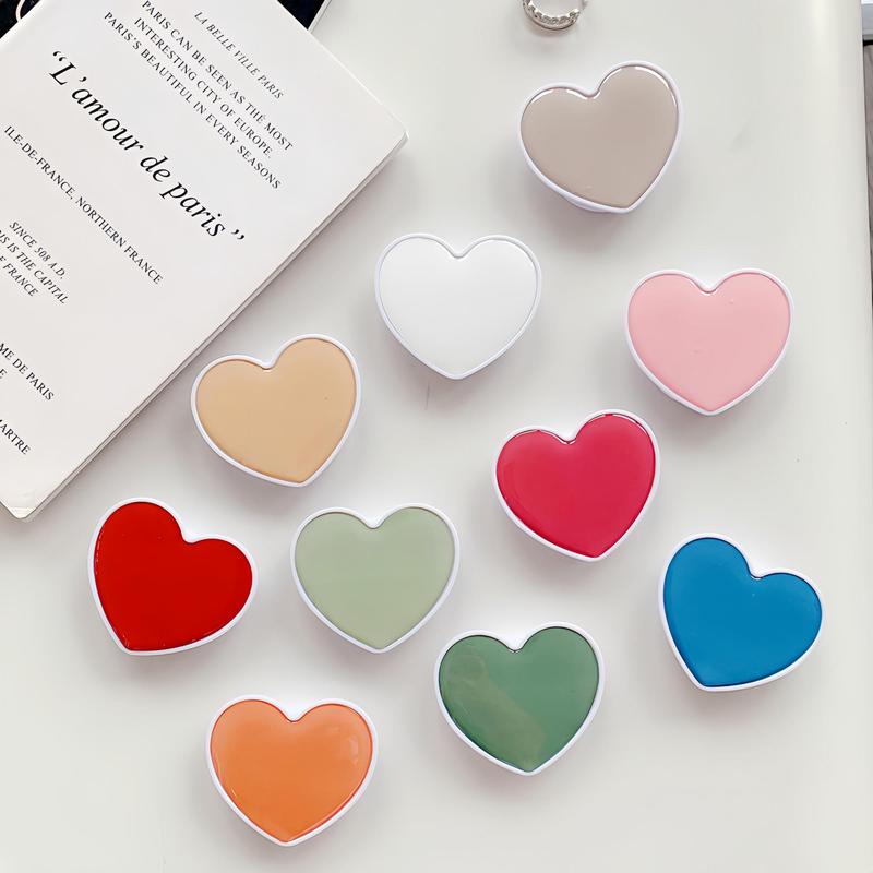 Cute Heart Shaped Phone Back Holder, Foldable Solid Color Heart Shape Phone Grip Kickstand, Phone Accessories for iPhone & Android