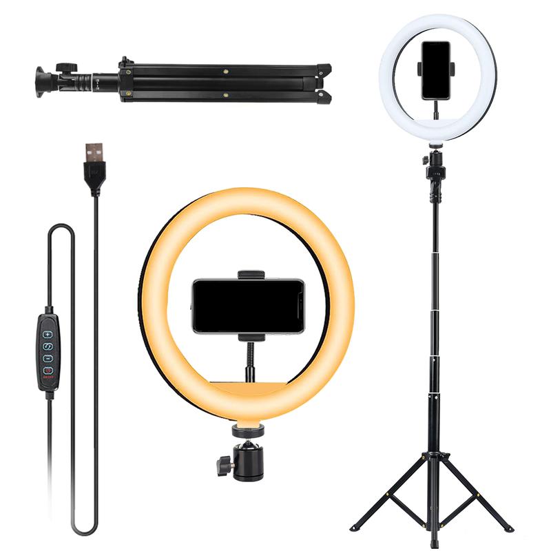 Professional Live Streaming Light Kit with 10 inch Ring Light and 1.3m Extendable Tripod Stand - Perfect for Video Recording, Photography, Streaming and Zoom Meetings