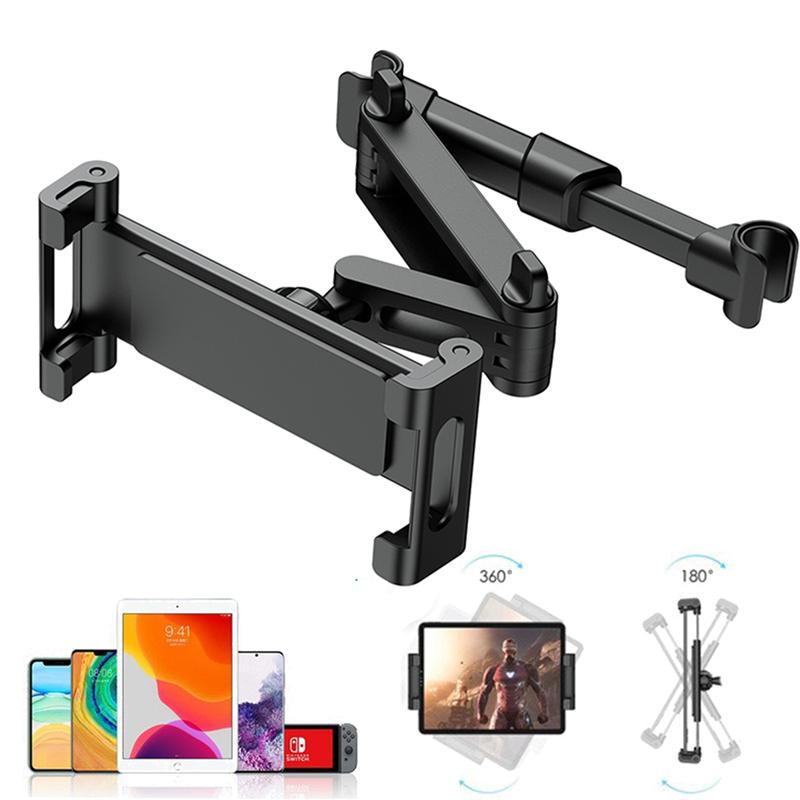 Car Headrest Tablet Stand, Headrest Back Seat Tablet Holder, 360° Rotation Adjustable Foldable, Car Back Seat Mount Phone Holder, Compitible with 5.5~10.2