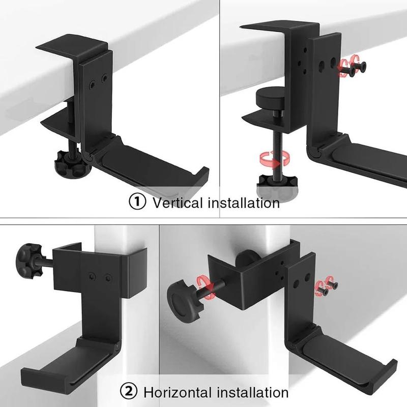 Foldable Earphone Holder, 1 Box Space Saving Aluminum Earphone Holder, Desktop Under Table Earphone Holder, Audio & Video Accessories