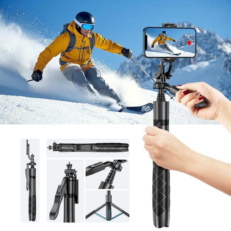 Portable Aluminum Alloy Tripod Stand, 1 Count 360° Rotation Selfie Stick with Wireless Remote, Hands-free Photograph and Extendable Design Selfie Stick