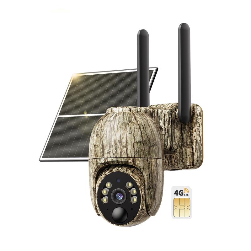 4G LTE Cellular White Security Camera with Solar Panel,2K HD Video,360° View, UNLIMITED Data Plan, NOT SUPPORT WIFI, Built-in SIM Card, Color Night Vision, PIR Motion Connection Memory Connection Memory