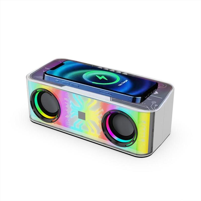 Creative Wireless Charging BT Speaker, Transparent Colorful Light Desktop Speaker With Wireless Charging Function for Home Office