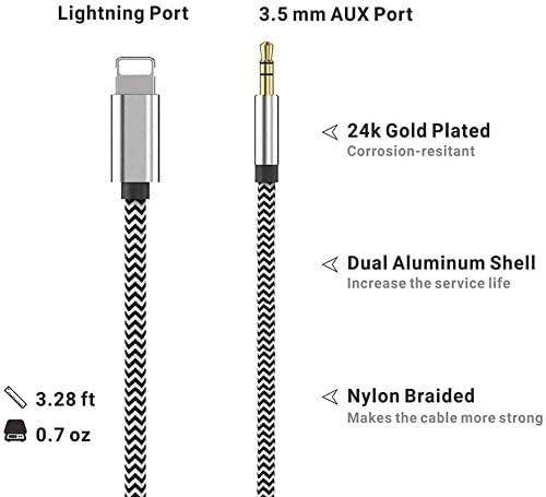 [ MFi Certified] AUX Cord for  14, Lightning to 3.5 mm Headphone Jack Adapter, 3.5mm to Lightning Adapter, Aux Adapter, Headphone Jack Adapter, Compatible for  13 12 11 XS XR X 8P 7P