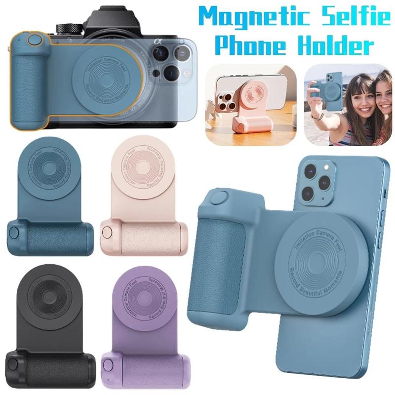 Wireless BT Camera Handle, Portable Magnetic Mobile Phone Selfie Holder, Smartphone Selfie Accessories for Travel