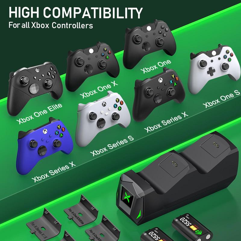 Rechargeable Battery Pack for Xbox One Controller, 1 Set Rechargeable Battery Pack with Controller Charger & Battery Cover, Gaming Accessory for Xbox One S X Elite, Gaming Products, Stocking Fillers Gift, Gifts for Boyfriend