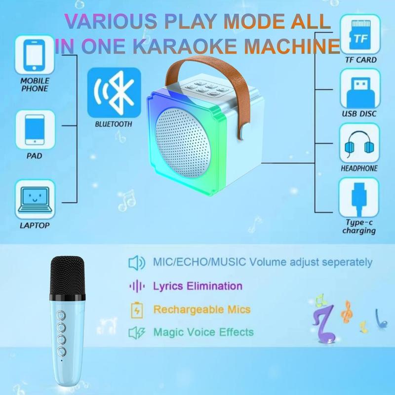 Portable Wireless Microphone Speaker, USB Rechargeable Wireless Microphone Karaoke Speaker, K-song Speaker for Singing, Travel, Birthday Parties, and Family Gatherings