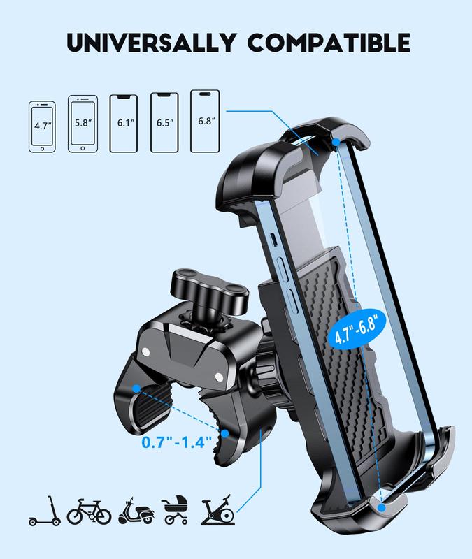 Bicycle Phone Mount, Smartphone Holder for Bike Motorcycle Scooter shopping Handlebar, Clip Stand Compatible with 4.7