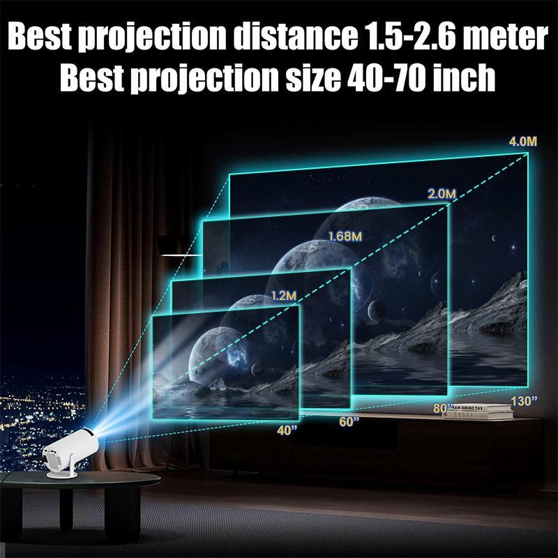 Portable Outdoor Projector with WiFi & BluetoothWireless Screen Projector for Home and OutdoorUse