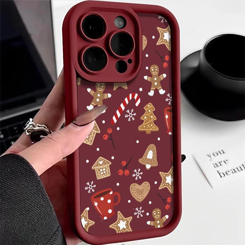 Cute Christmas Themed Pattern Soft TPU Phone Case, Shockproof Phone Protective Cover, Phone Accessory Compatible with iPhone 11 12 13 14 15 16 Pro Max