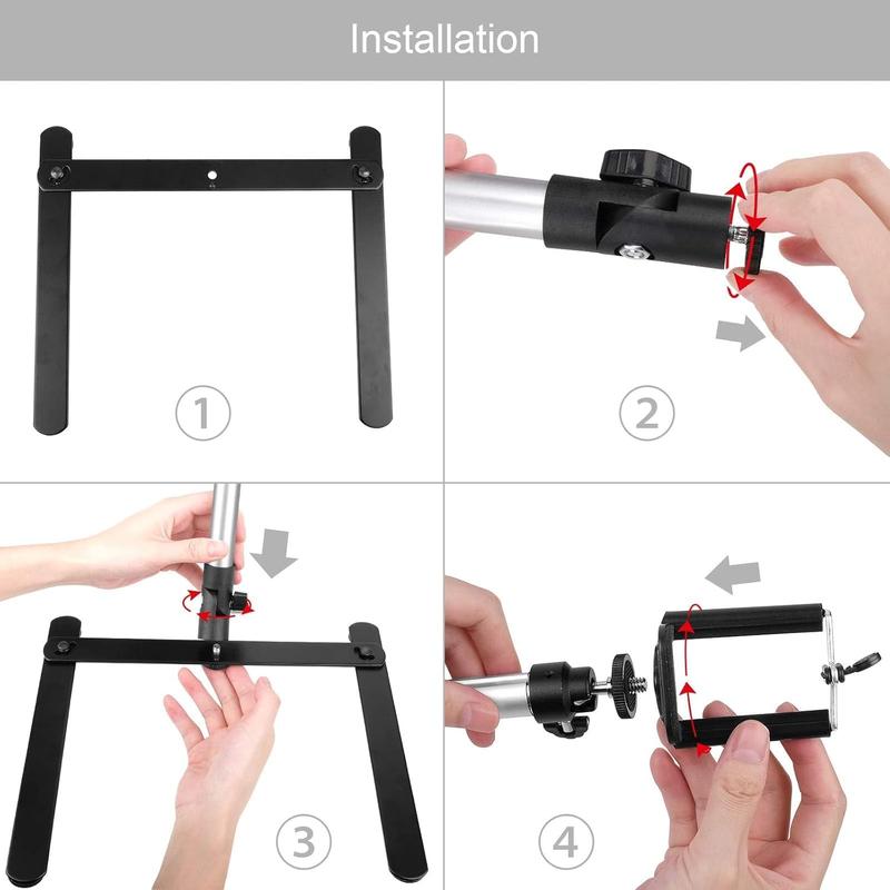 Overhead Tripod for Mini Projector - Phone Holder,Camera Stand,Webcam,Stronger Support with Clip for Cookie Decorating,eaching Online Live Streaming and Showing 360 Rotation