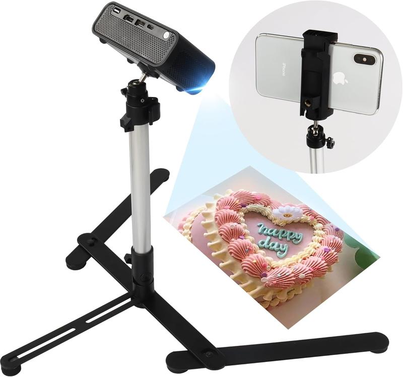 Overhead Tripod for Mini Projector - Phone Holder,Camera Stand,Webcam,Stronger Support with Clip for Cookie Decorating,eaching Online Live Streaming and Showing 360 Rotation