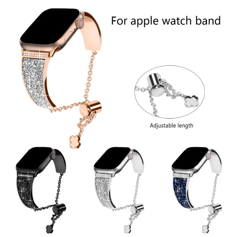 Fashion Watch Band for Apple Watch (Band Only), Rhinestone Decor Watch Band for iWatch Series 10 9 8 7 SE 6 5 3, Smart Watch Accessories