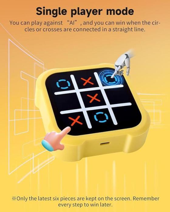 Tic Tac Toe Bolt Game, Electronic 4-in-1 Handheld Puzzle Game Console, Portable Travel Games for Educational and Memory Growth, Fidget Toys Games for Kids and Adults, Birthday Gifts for All Ages