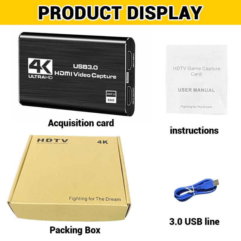 4K HDMI Video Capture Card,Nintendo Switch Capture Card for Streaming Gaming and Broadcasting,USB3.0 1080P 60FPS Video Recorder, Works with PS4, Xbox Series X S, 3ds, PS5, Xbox One X S, OBS, Camera