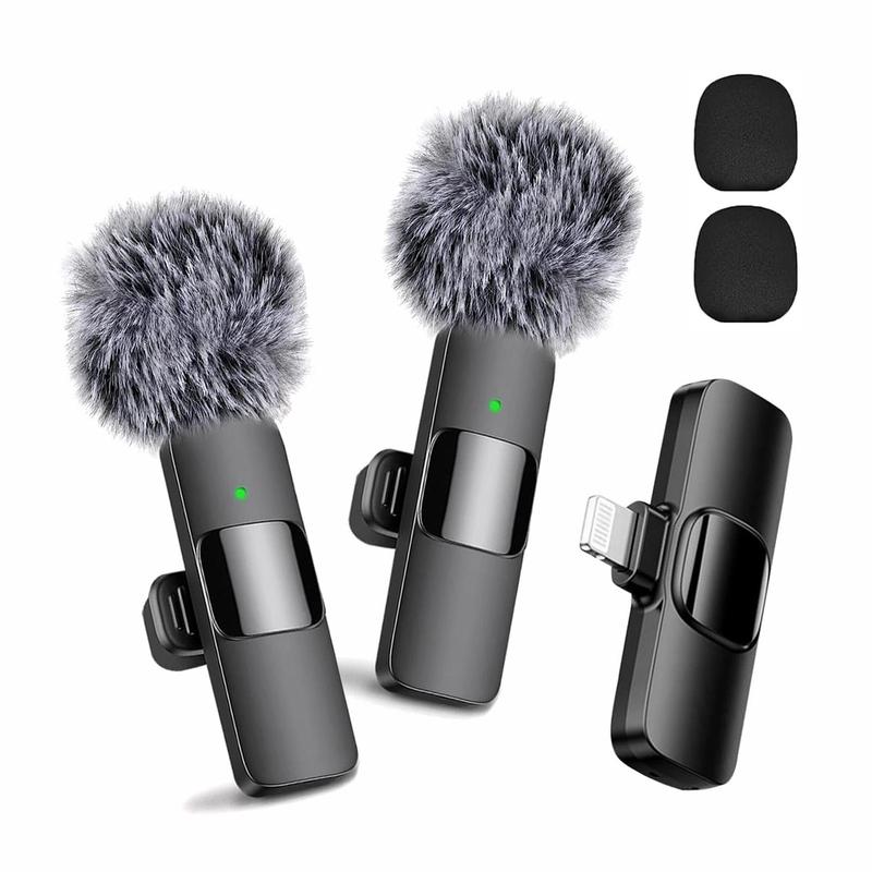 tiktok shop store 2 pieces Wireless Lavalier Microphones for iPhone, Android, iPad - Mini Wireless Clip-on Microphones Crystal Clear Sound Quality for Recording, Live Streaming,Vlog，tiktok shop