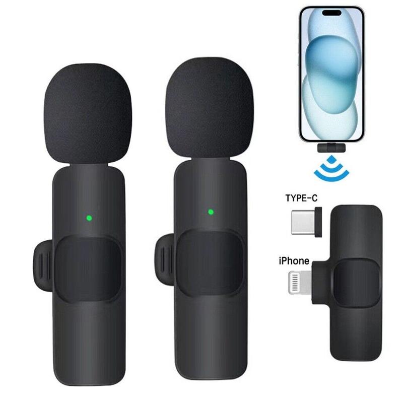 Lavalier Microphone Wireless Audio Video Recording Mini Mic for Android iPhone  Stereo Portable