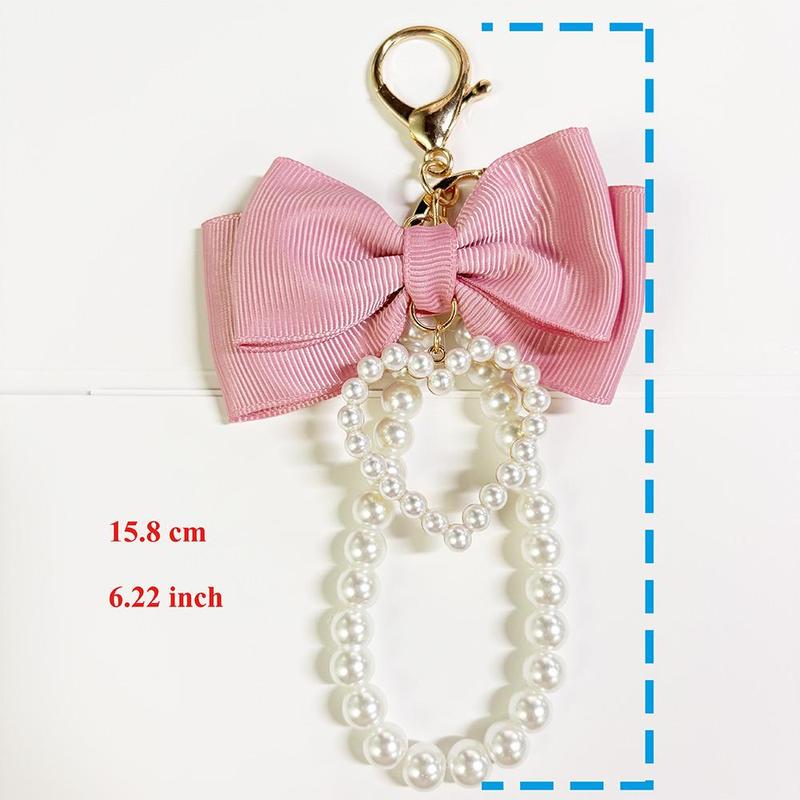 Cute Bowknot Design Phone Chain, Fashionable Phone Lanyard for Women & Girls, Phone Decoration Accessories for Phone Case Pearl Pink Bow