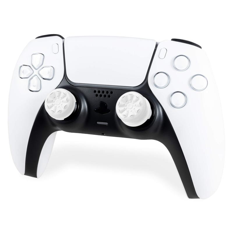 Playstation 5 controller accessories, FPS Freek Galaxy White for Playstation 4 5 (PS4 5) | ps5 console thumbsticks | 1 High-Rise, 1 Mid-Rise | White