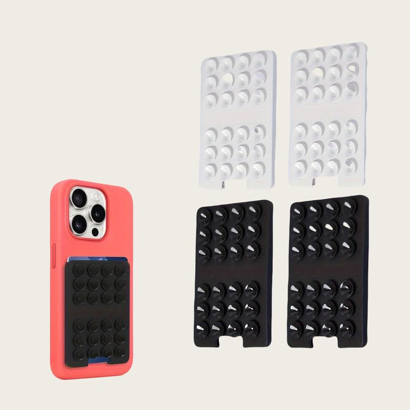 4 Pcs Silicone Suction Cup Phone Case Card Holder - Hands-Free, Sturdy Grip Holder, Suitable for Storing Bus Passes, ID Cards, Selfies - Secure Phone Grip Mount for Shower Window mirror