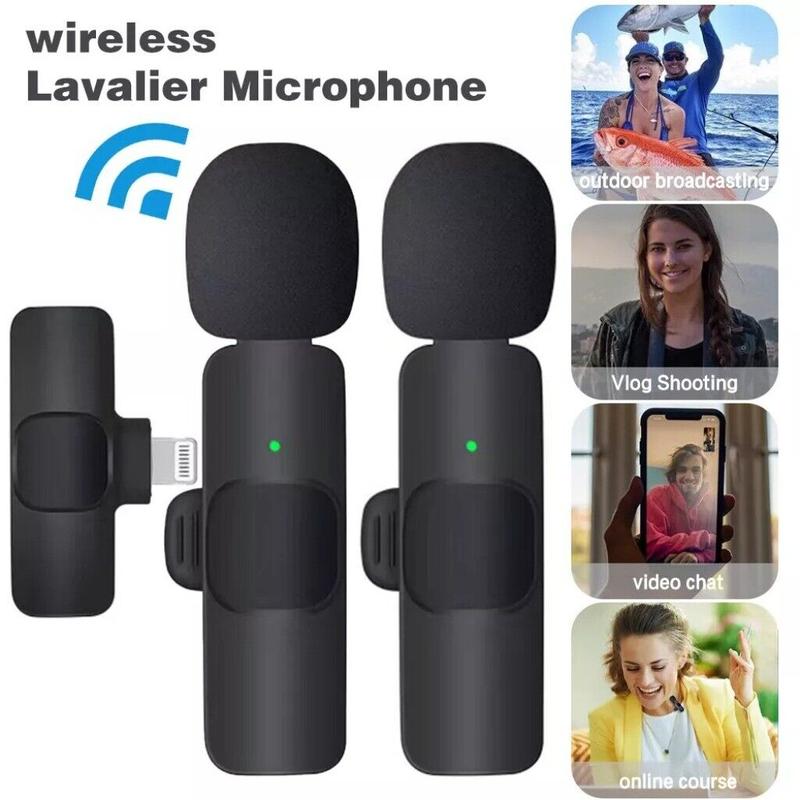 Lavalier Microphone Wireless Audio Video Recording Mini Mic for Android iPhone  Stereo Portable