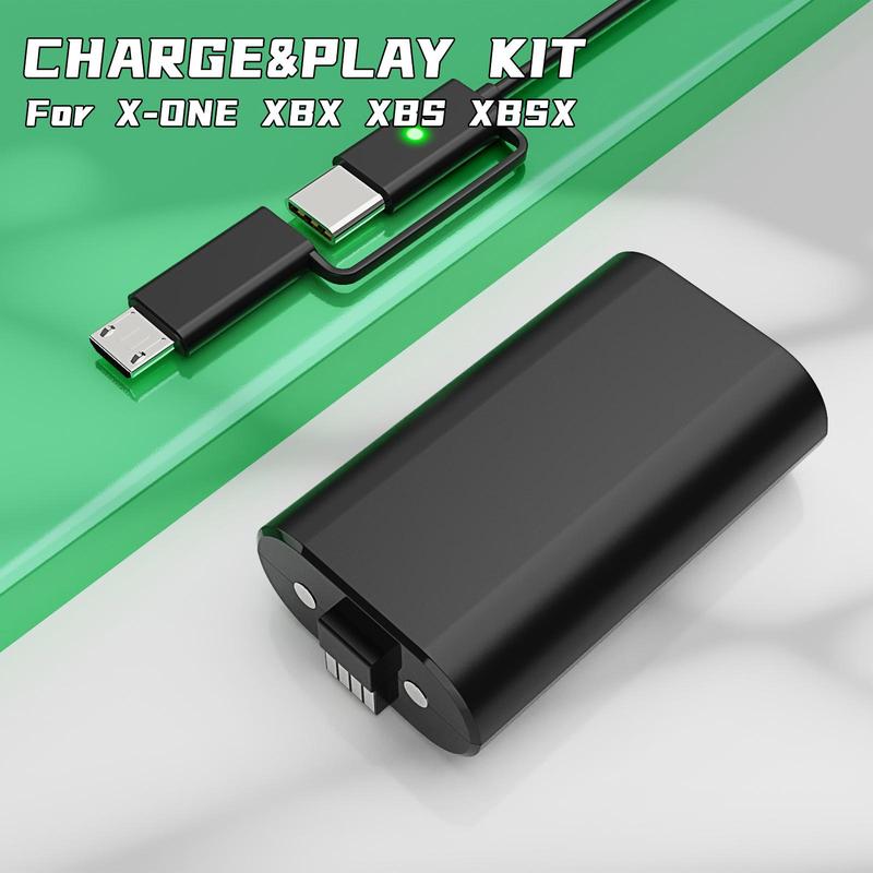 Rechargeable Battery Pack with Type-C to Micro USB Charging Cable, Controller Battery Pack for Xbox One XBX XBS XBSX