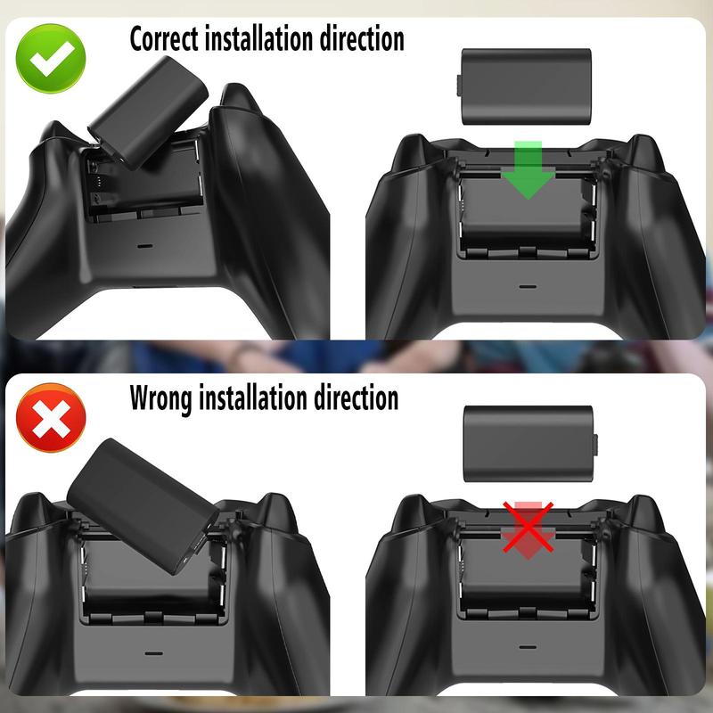 Rechargeable Battery Pack with Type-C to Micro USB Charging Cable, Controller Battery Pack for Xbox One XBX XBS XBSX