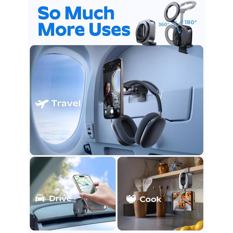 Airplane Travel Essentials Phone Holder for MagSafe Accessories, Handsfree for Phone Stand Plane Travel Essentials for Women Flying Travel Accessories Long Flight Must Haves for IPhone Cellphone Smartphone Cellphone Smartphone