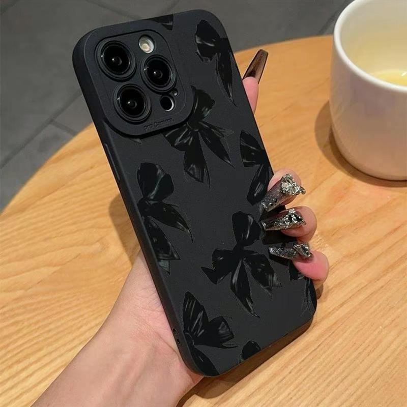 Bow Decor Phone Case, Full Coverage Lens Phone Protective Cover, Phone Accessories Compatible with iPhone 11 12 13 14 15 Pro Max