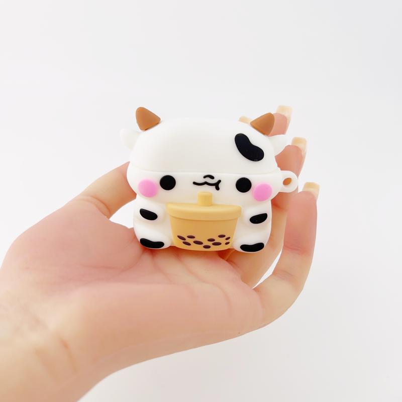 Boba Milk Cow Case Cover for Airpods 1 2 3 Pro Adorable Shockproof Silicone Protective Case Cover Accessories Handheld