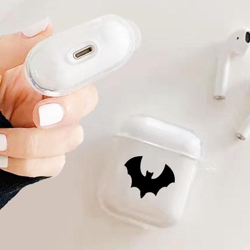 Bat Symbol Design Earphone Case with Hiking Buckle, Shockproof & Anti-fall TPU Earphone Cover for AirPods 1 2, 3, Pro, Pro 2, Gift for Friend