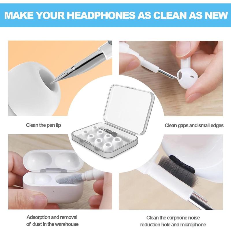 [4 Pairs]Anti Slip Ear Tip Replacement with Noise Reduction Hole for Airpod Pro and 2nd Generation, Comfortable Silicone Earplugs with Storage Case, Cleaning Kit, 4 Sizes (XS S M L) - White