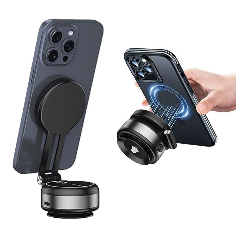 Magnetic Car Phone Holder, Strong Vacuum Suction Cup Car Phone Holder, Folding Adjustable Smartphone Holder, Durable and Stable Dashboard Phone Mount