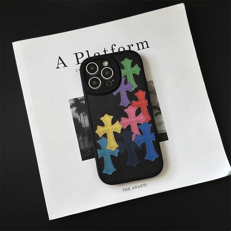 Suitable for iPhone 15 14 13 12 11 Colorful Cross Silicone Phone Case, iPhone 15 Cross Premium Silicone Male and Female Phone Case