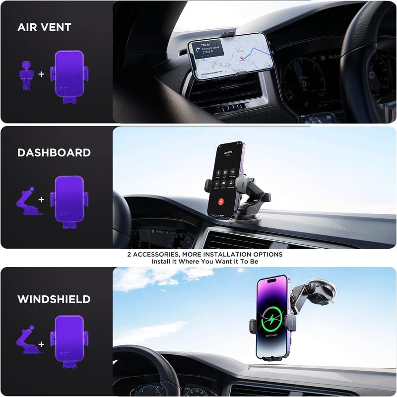 Wireless Car Charger,Mosurr 15W Auto Clamping Fast Charging Phone Holder Car Mount fit for iPhone 15 14 13 12 Pro Max Mini 11 XR XS, Samsung Galaxy S24 Ultra S23 S22 S21+ Note 20, etc , Car Accessories, Car Gadgets