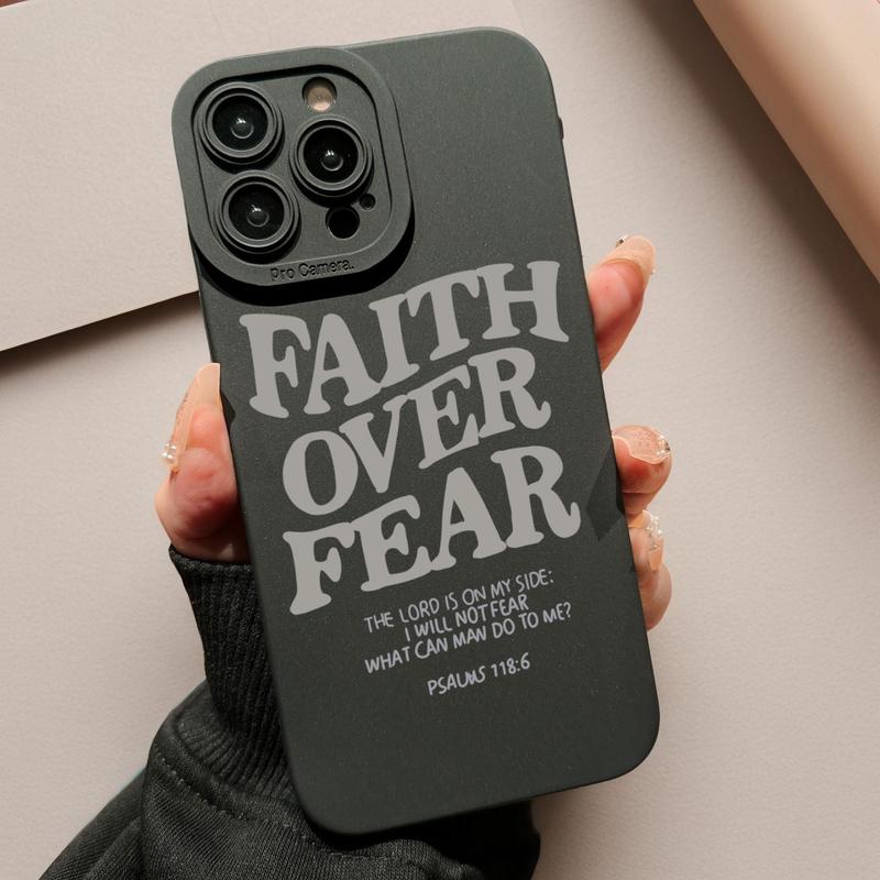 Fall Faith Over Fear Letter Pattern Phone Case, Full Body Shockproof Phone Protective Cover, Fashion Phone Accessories Compatible with iPhone 15 Pro Max 14