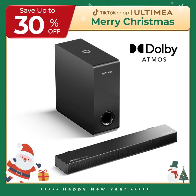 ULTIMEA Sound Bar for Smart TV with Dolby Atmos,190W Peak Power Soundbar with Subwoofer, TV Sound Bar with Bass Boost, Home Theater Audio Sound Bars for TV Speakers, Ultra-Slim Series Nova S50 wireless  speakers.speaker.computer speaker peak power