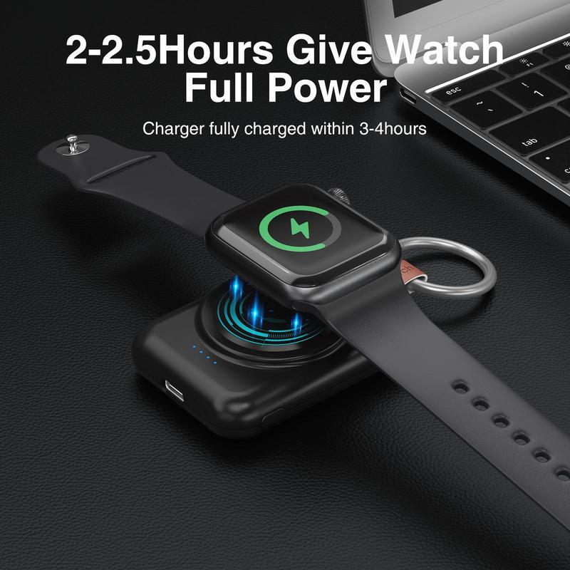 Portable Watch Charger, Magnetic Watch Charger, Universal Travel Power Bank for Apple Watch Series 9 8 7 6 5 4 SE Ultra