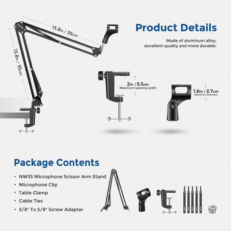 NEEWER Mic Arm Microphone Stand Boom Suspension Scissor Stand